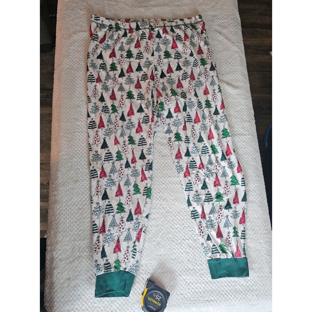 Place Women's Christmas Tree Pajama Pants Cuffed Elastic Waist Size XL